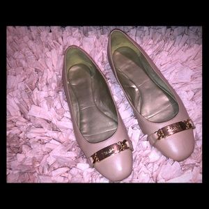 Salmon Pink Coach baller flat shoe